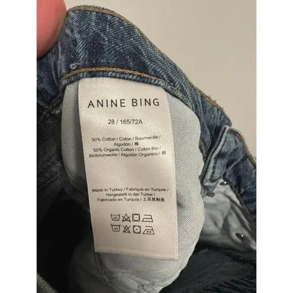 Anine Bing Womens Rick Wide Leg Jeans Deep Alto Blue Size 28 NWT MSRP: $250 - Picture 7 of 8